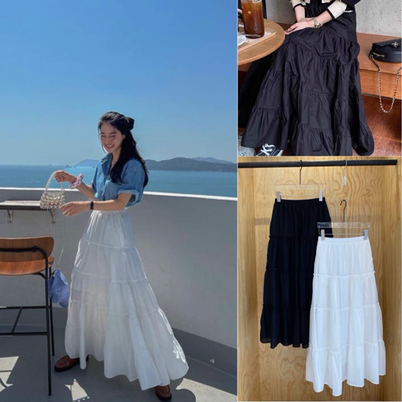 ส่งแมส 🤍🩶 lace layer skirt กระโปรงยาวเลเยอร์ แต่งชั้นระบาย  สวยพริ้วมากกกค่าาา