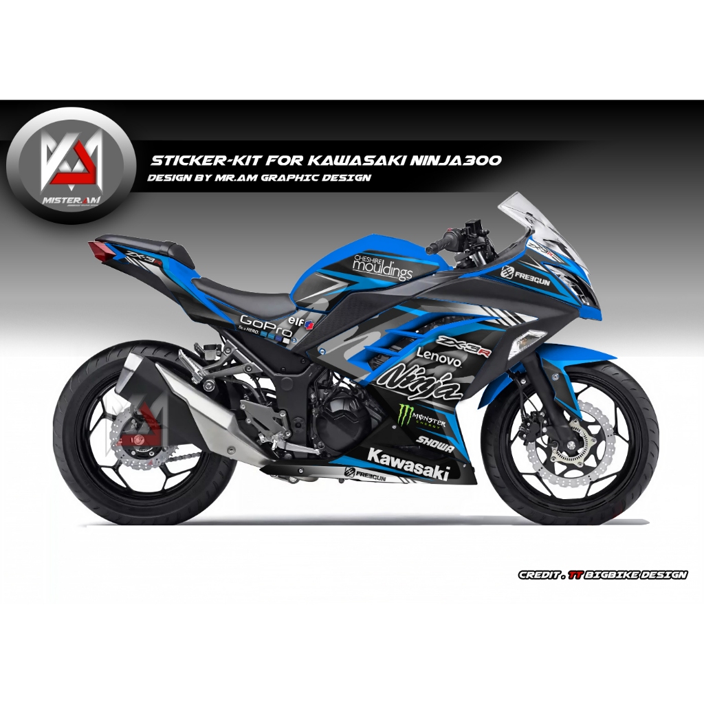 (Mr.AM) ชุดสติ๊กเกอร์ [เกรด Basic] Kawasaki Ninja 300 (TT NINJA RACING)