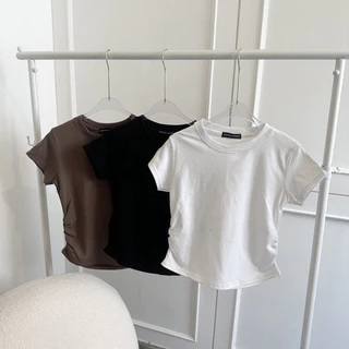 CC cotton เสื้อยืดคอกลมเอวจั้ม ผ้ายูนิ🔥พร้อมส่ง