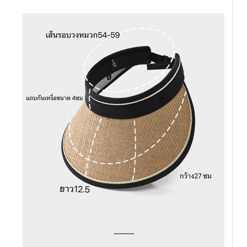 หมวกกันแดดครึ่งใบ ปักG ระบายอากาศได้ดี (พร้อมส่ง) - รูปที่ 5