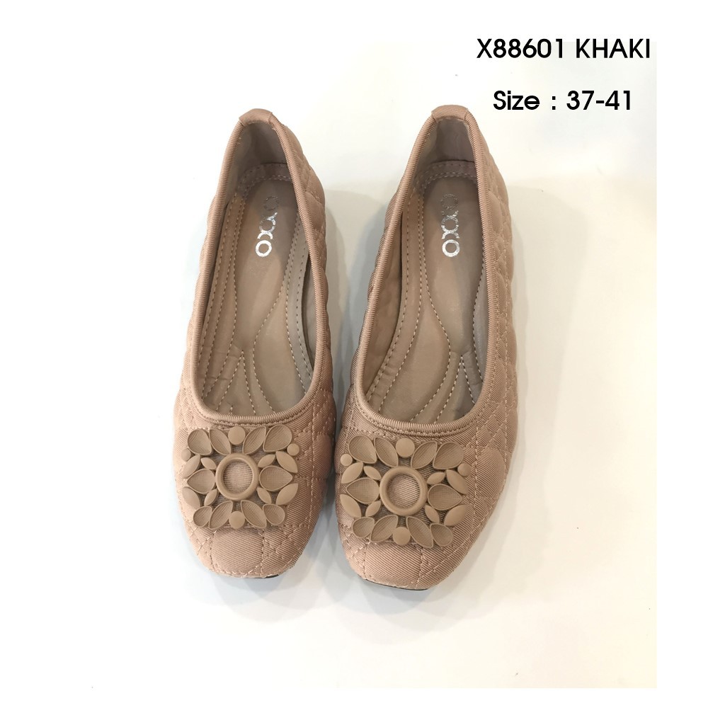 oxxo รองเท้าคัทชู รองเท้าเพื่อสุขภาพ แฟชั่น ประดับอะไหล่ หญิง ใส่ทำงาน ส้นpuสูง2เซน พี้นกันลื่น X88601