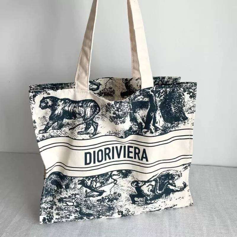 Christian Dior Book Tote Riviera  Linen Bag