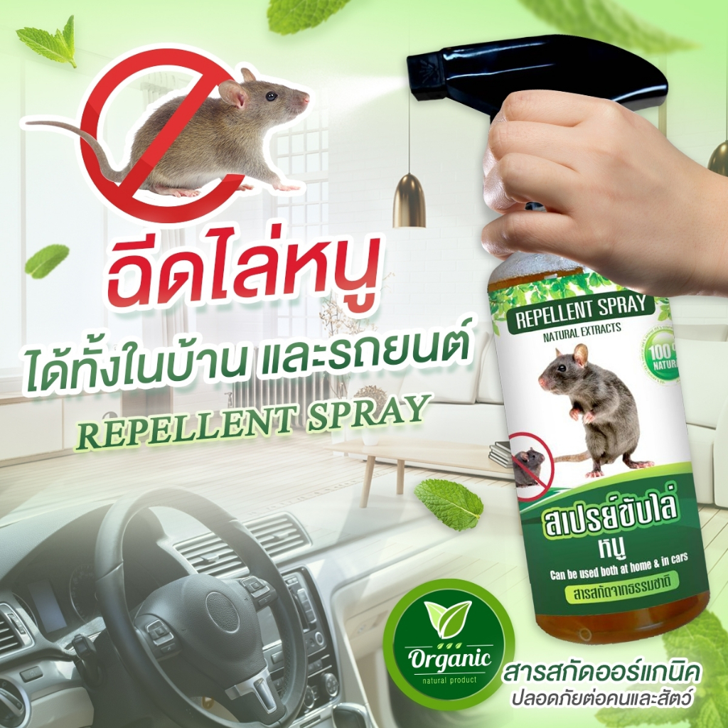 สเปรย์ไล่หนู ตัดวงจรหนู รถยนต์ ที่ทำงาน ฉีดขับไล่หนูในบ้าน ในห้องเครื่องยนต์ ปลอดภัยต่อผู้ใช้และสัตว์เลี้ยง 450 ml.