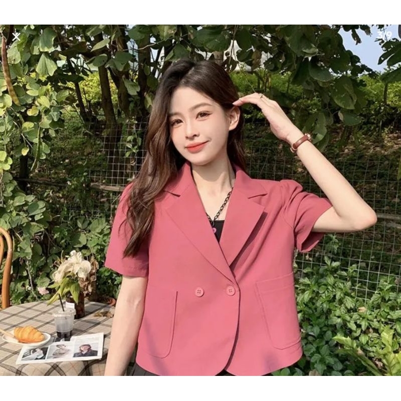 เสื้อ blazer ชมพูเข้ม พร้อมส่ง