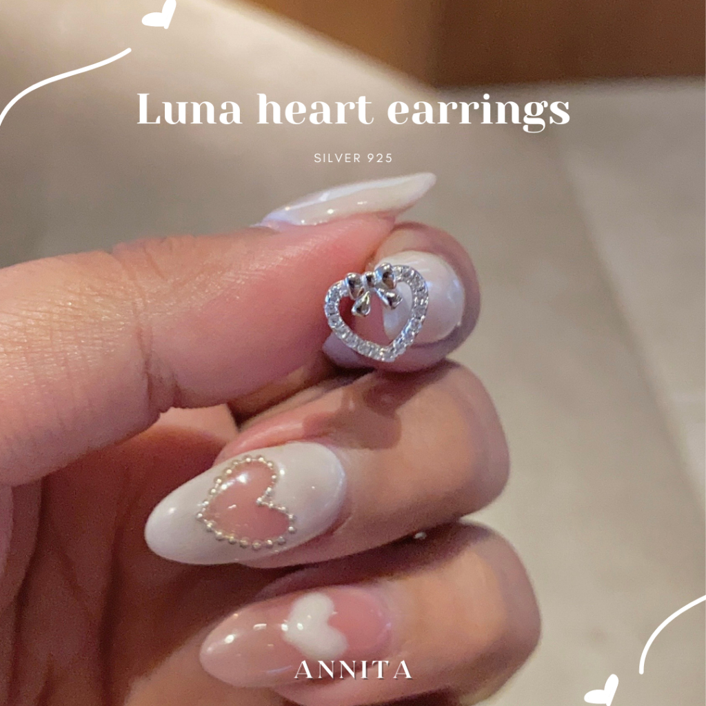 annita.silver - Luna heart earrings //ต่างหูหัวใจเงินแท้925 ฝังเตยcz เหมาะกับคนแพ้ง่าย