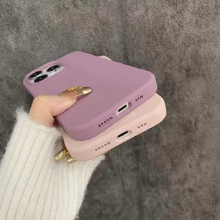 พร้อมส่ง** Case กำมะหยี่โลโก้ เนื้อซิลิโคนสีพื้น สำหรับรุ่นIP11 IP12/12pro IP13/13pro IP14/14pro/14Promax IP15/15promax