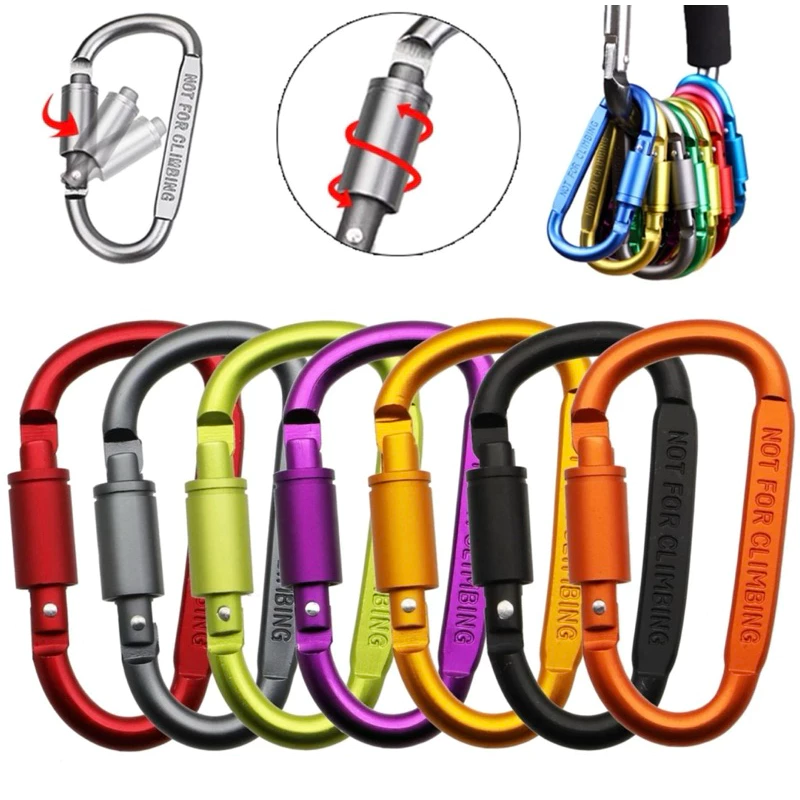 H123-51 คาราบิเนอร์ Carabiners ทนเบา อุปกรณ์ตะขอพวงกุญแจขวดน้ำอลูมิเนียม ตัวล็อค (ส่งจากกรุงเทพ)