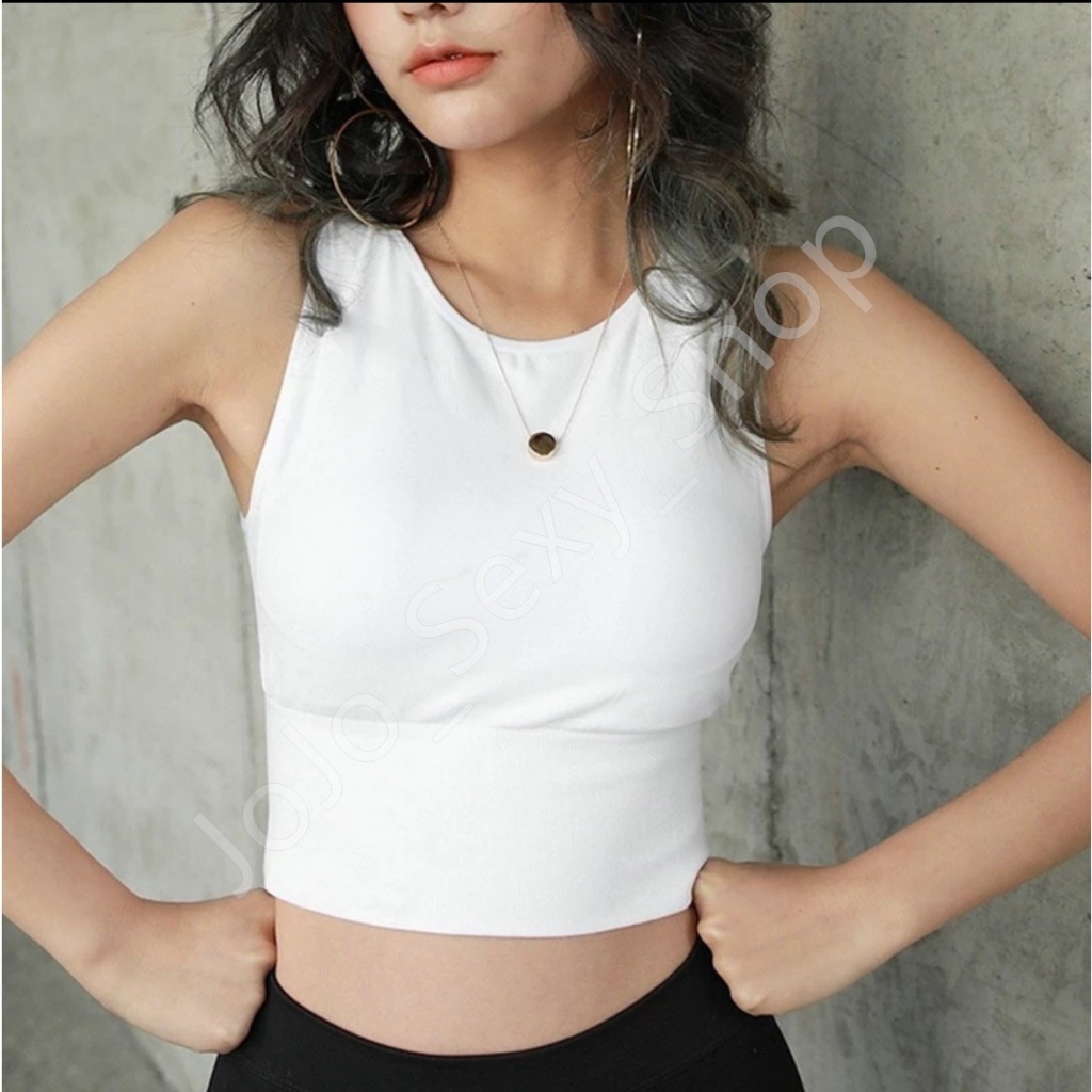 เสื้อครอปแขนกุด สปอร์ตบรา บราไร้โครง มีฟองนำ 8สีให้เลือก ผ้านิ่ม ใส่สบาย ออกกำลังกาย เรียบหรู YDBXNY ราคา ถูกที่สุด ดีลบีเคเค แกลเลอรีภาพที่ 5