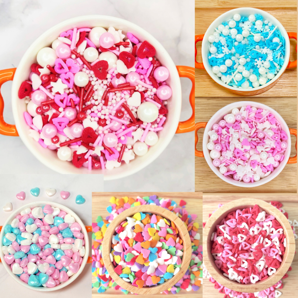 น้ำตาล Sprinkle แต่งหน้าเค้กรูปหัวใจ  แต่งหน้าขนม 25/50/100 กรัม