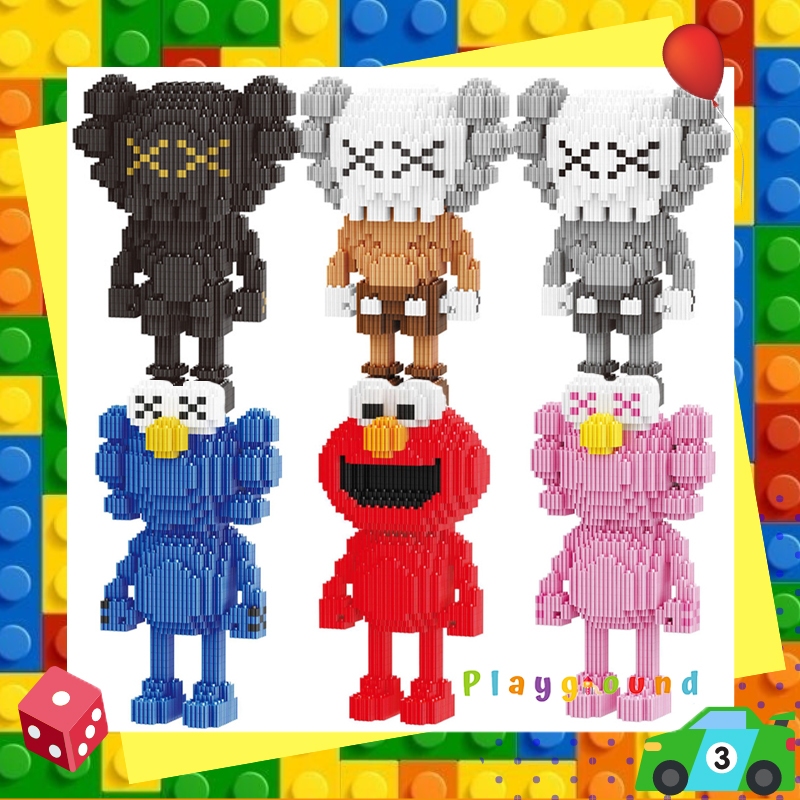 ตัวต่อนาโนของสะสม คอวส์ แบบเฟือง ตัวใหญ่ Linkgo KAWS X Sesame Street Nanoblock