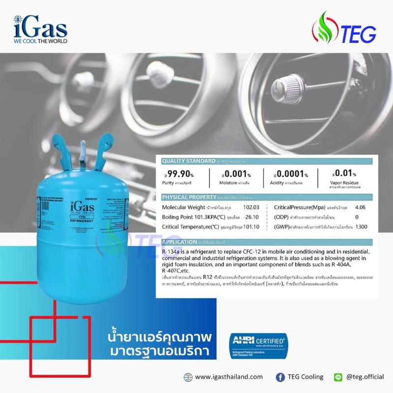 น้ำยาแอร์รถยนต์ iGas R134a ขนาด 13.6 กก thumbnail 4