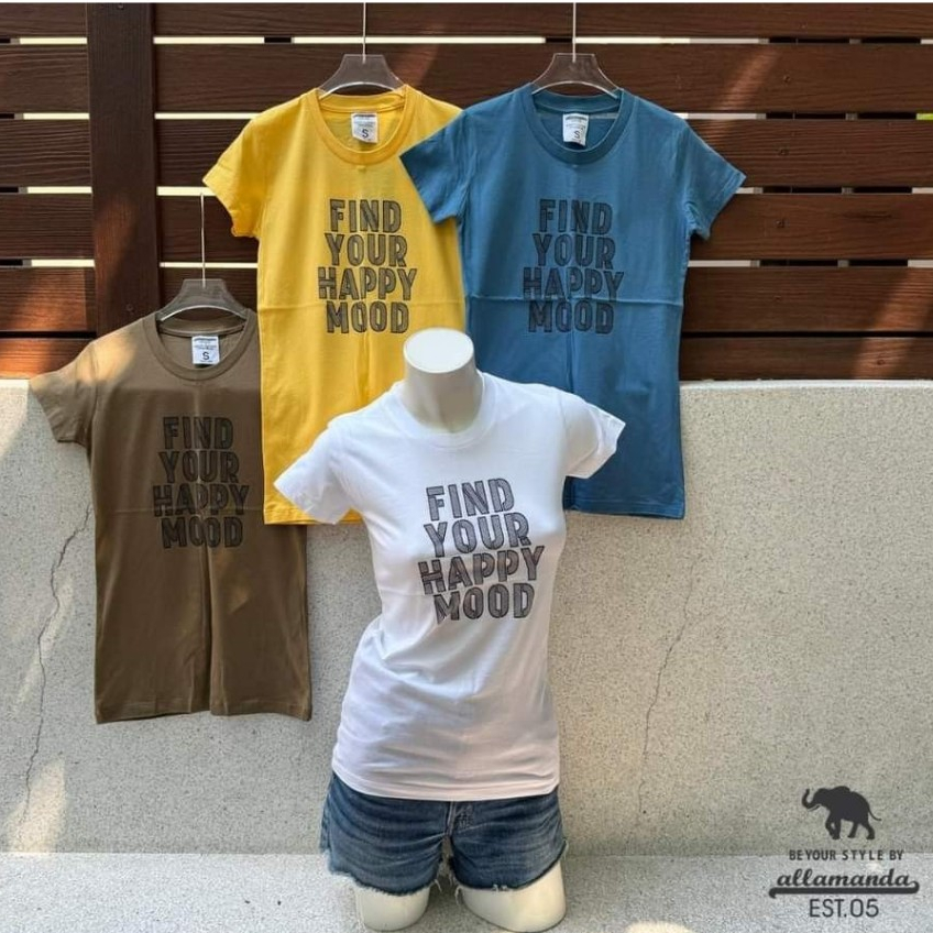 Allamanda เสื้อยืดผู้หญิง U02 ลายสกรีน Find Your Mood สินค้าลิขสิทธิ์แท้ (M.L.XL)