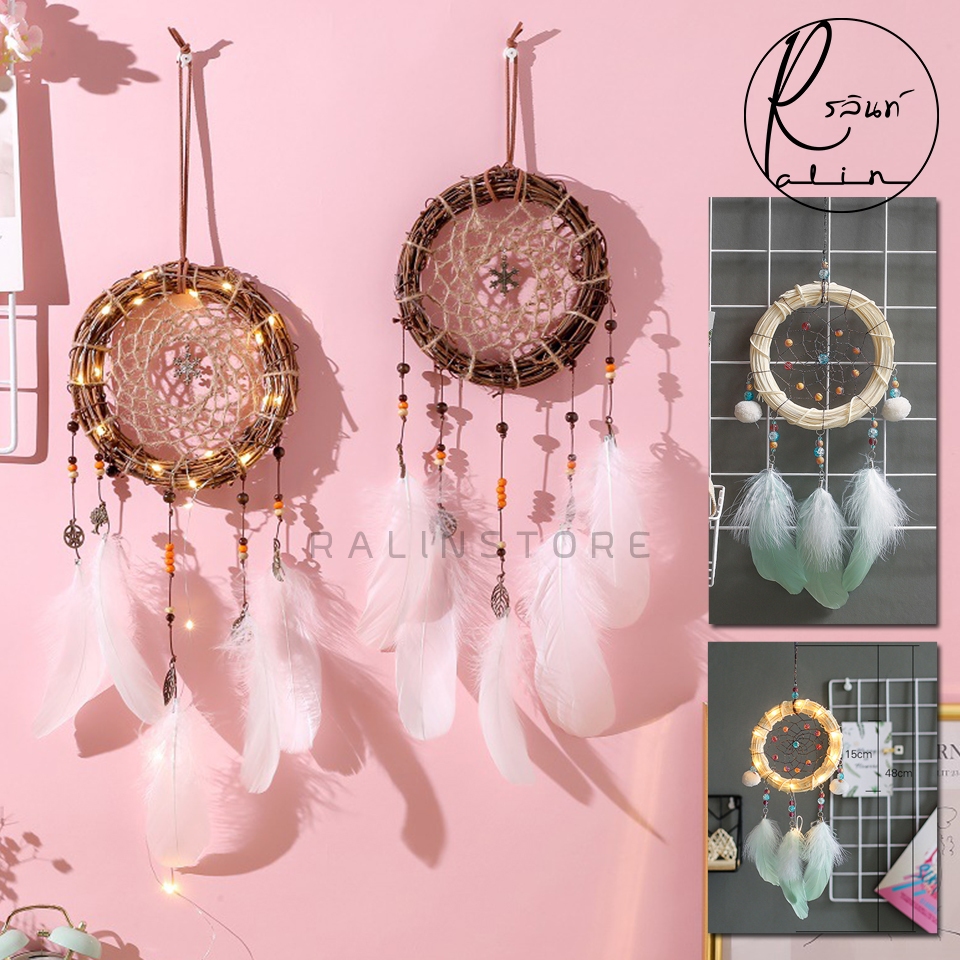ตาข่ายดักฝัน DREAM CATCHER เครื่องรางดักฝัน รุ่น ไม้สาน แบบกลม (มีทั้งแบบธรรมดาและมีไฟ LED) - รูปที่ 2