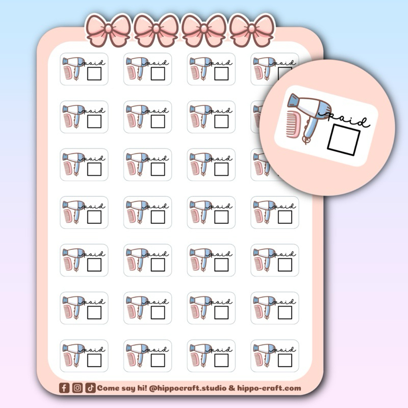 Salon pay tracker | Planner sticker sheet ชำระค่าทำผม แพลนเนอร์สติ๊กเกอร์