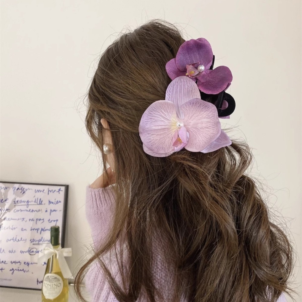 พร้อมส่ง! ราคา/ชิ้น กิ๊บหนีบผมดอกกล้วยไม้ Orchid Flower สีม่วงชมพูพาสเทล สีหวาน น่ารัก หนีบแน่นเนื้องานเกาหลี