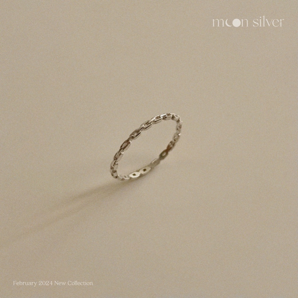 Moonsilver แหวนเงิน รุ่น Lock แหวนเงินแท้925 แหวนมินิมอล