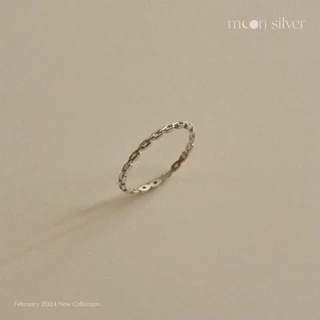 Moonsilver แหวนเงิน รุ่น Lock ลายโซ่ แหวนเงินแท้ 9.25 มินิมอล