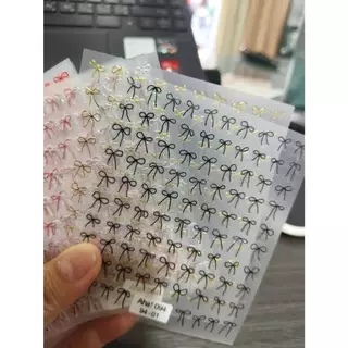 K2.สติ๊กเกอร์โบว์แบบบาง (อ่านก่อนสั่ง) เส้นเล็ก แบรนด์ AHA และ Nail Decal แบบมีกาวในตัวลอกแปะได้ค่ะ