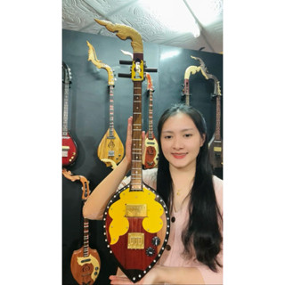 พิณโปร่งไฟฟ้า งานพิเศษ หัวกนกทอง ทรงโบราณ