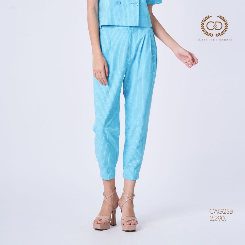 C&D กางเกงผู้หญิง มินิมอล บลู ปลายขาแคบ สีฟ้า (CAG2SB)