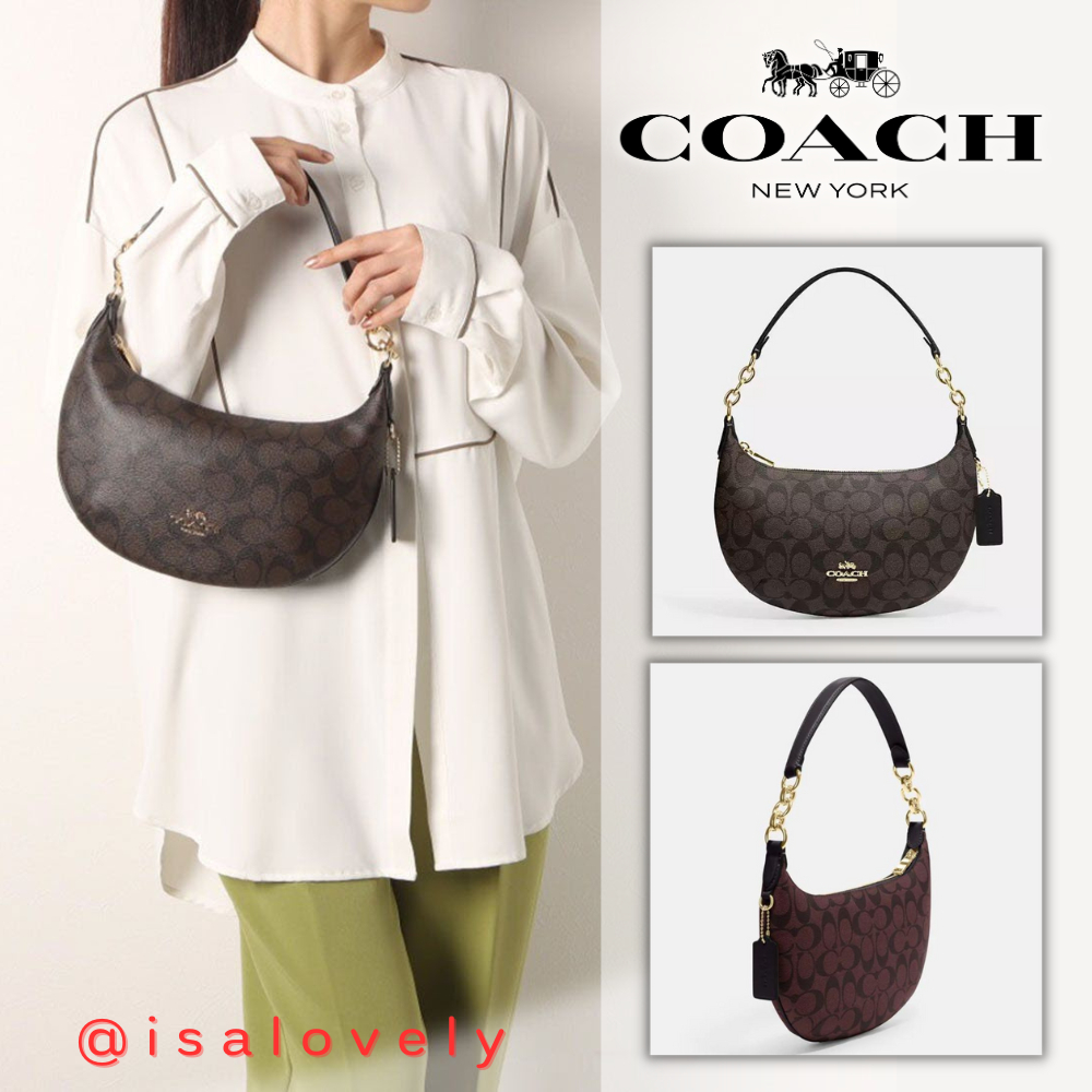 📌Isa Lovely Shop📌  COACH CE620 PAYTON HOBO IN SIGNATURE CANVAS  COLOR: BROWN/BLACK