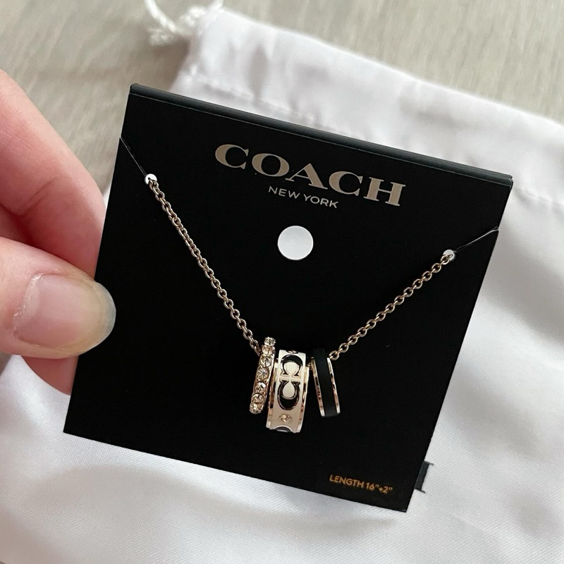 **พร้อมส่ง ของแท้** Coach Signature Enamel Rondell Necklace สร้อยคอ ปรับระดับได้