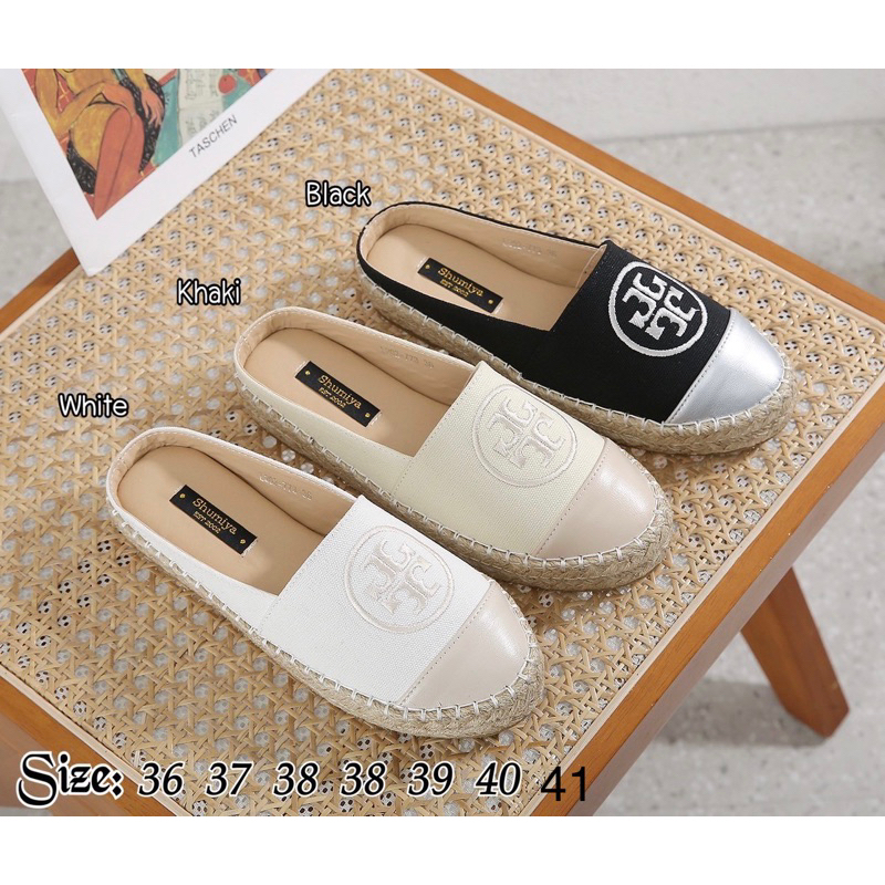 รหัส 521 รองเท้าเปิดส้นผ้าแคนวาสสไตล์ทอรีsz.36-41