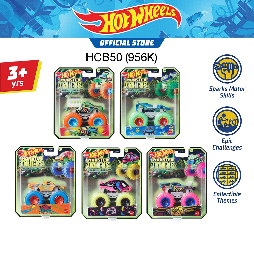 Hot Wheels Monster Trucks Glow-In-The Dark Assortment ฮอตวีล มอนสเตอร์ทรัคส์รถเร