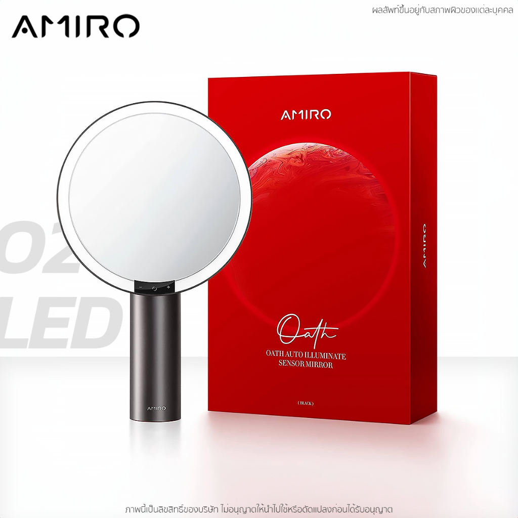 AMIRO กระจกแต่งหน้าLED ระดับมืออาชีพ CRI95 กระจกมีไฟ LED แบตเตอร์รี่ 2000mAh แบบพกพา กระจกมีไฟ