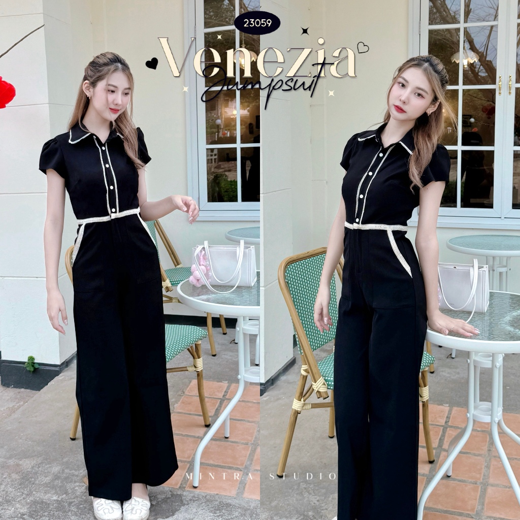 Venezia Jumpsuit - จั๊มสูทกางเกงขายาว จั๊มสูทแขนสั้นคอปก จั๊มสูทกางเกงมีกระเป๋าข้าง จั๊มสูทออกงาน MT.STDO
