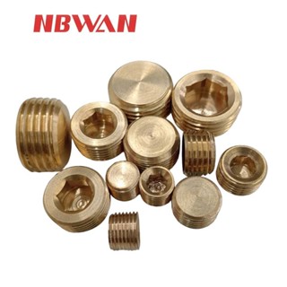 NBWAN น็อตอุดรูเกลียว หัวหกเหลี่ยม ทองเหลือง ขนาด 1/8 1/4 3/…