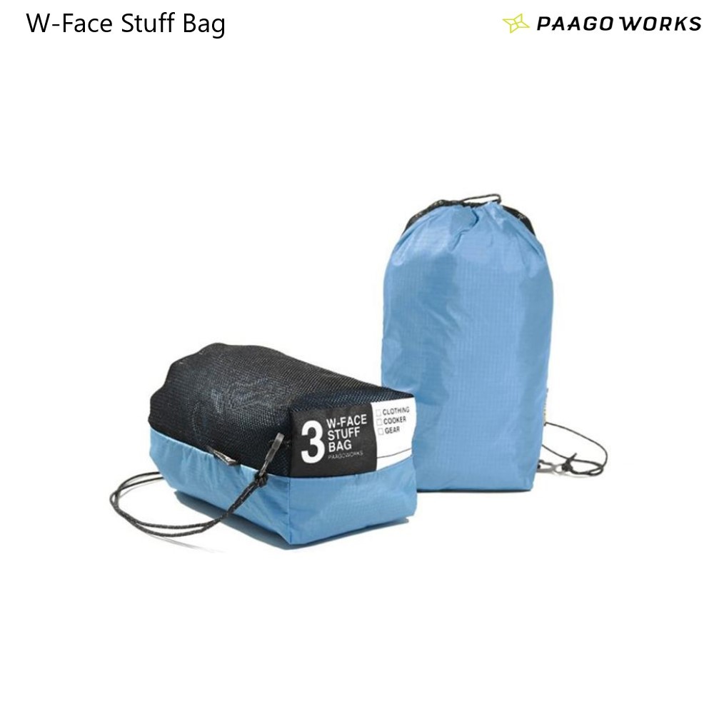 โปร Paago Works W-Face Stuff Bag กระเป๋าแบบหูรูดสำหรับจัดเก็บของอย่างเป็นระเบียบ น้ำหนักเบา ดีไซน์จากญี่ปุ่น