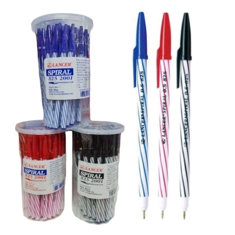 Lancer ปากกาลูกลื่นแลนเซอร์ Lancer825 หัวปากกา 0.5 (กระป๋อง50ด้าม)และ(แพ็ค10ด้าม)(พร้อมส่ง)