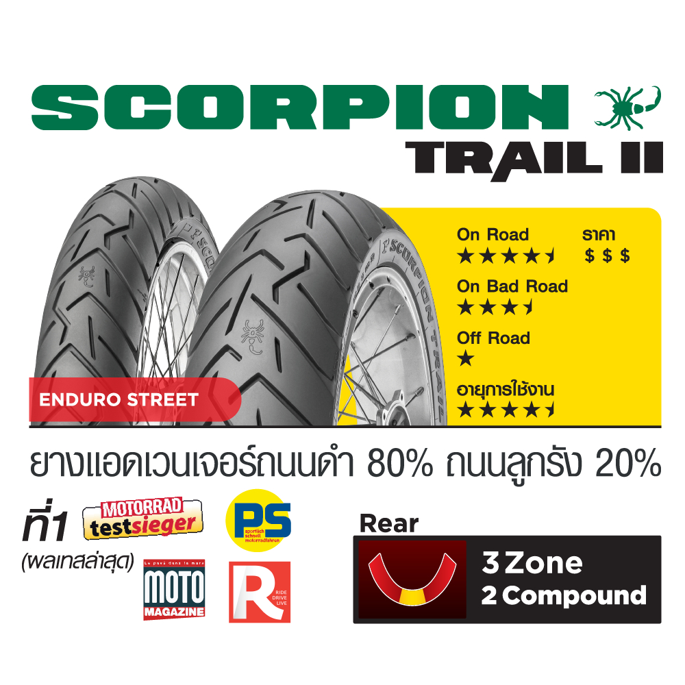 ยาง Pirelli SCORPION TRAIL II ( ขายแยกไซส์ ) ยางมอเตอร์ไซค์ พีลาลี่ พีเรลลี่ พีราลี่