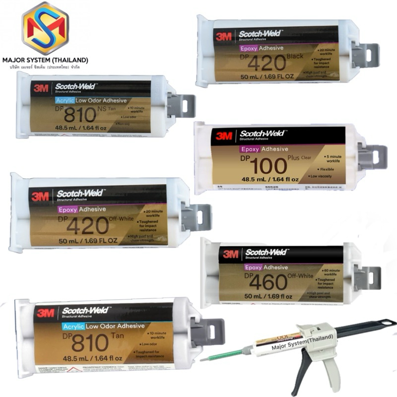 3M DP100NS, DP420, DP460, DP810 Scotch-Weld  กาวอีพอกซี่ Epoxy Adhesives in Duo-Pak Cartridges Acryl
