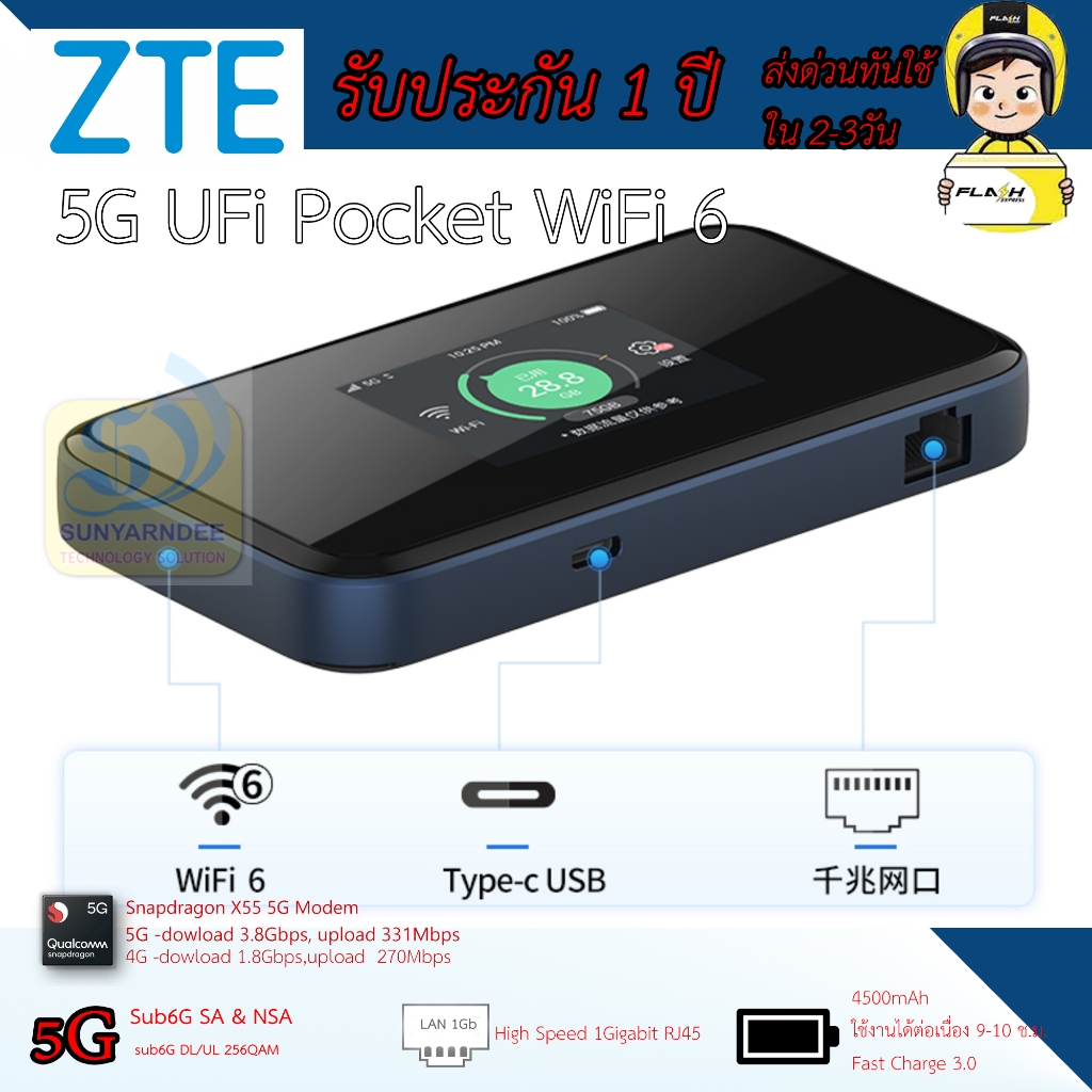 ZTE MU5002 UFi 5G  Pocket Router WiFi 6 ประกันศูนย์ ZTE 1 ปี