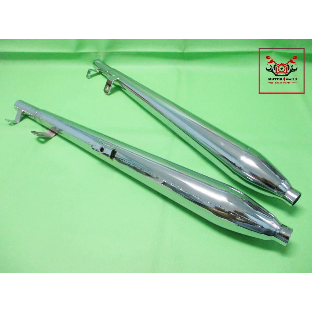 EXHAUST MUFFLER PIPE “CHROME” For HONDA C95 CA95 C92 CA92 // ท่อไอเสีย ท่อคู่ ทรง BM ชุบโครเมี่ยม