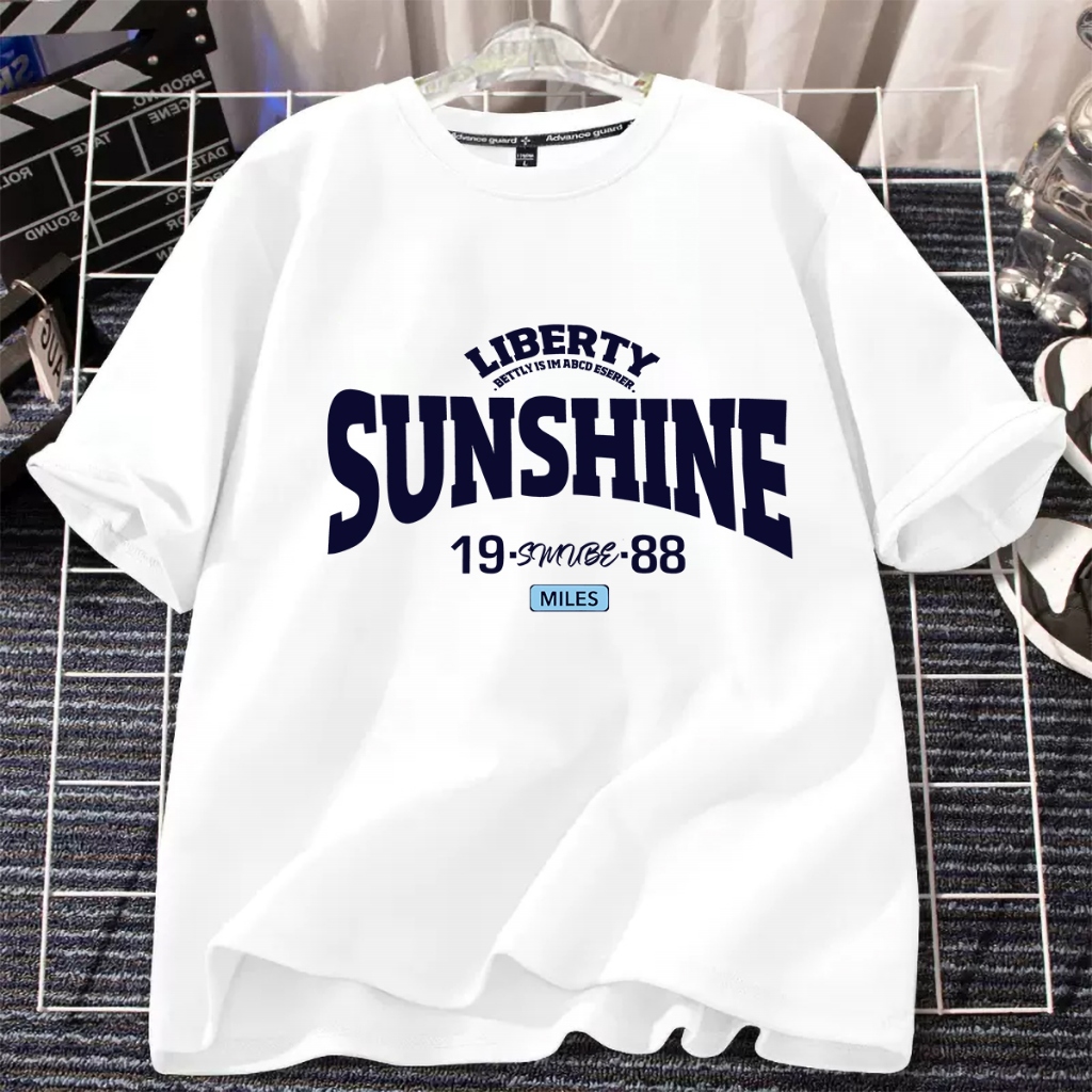 D606 จัดส่งด่วนเสื้อยืดคอกลมแขนสั้นลายสวยผ้าดีใส่ได้ทั้งชายและหญิง