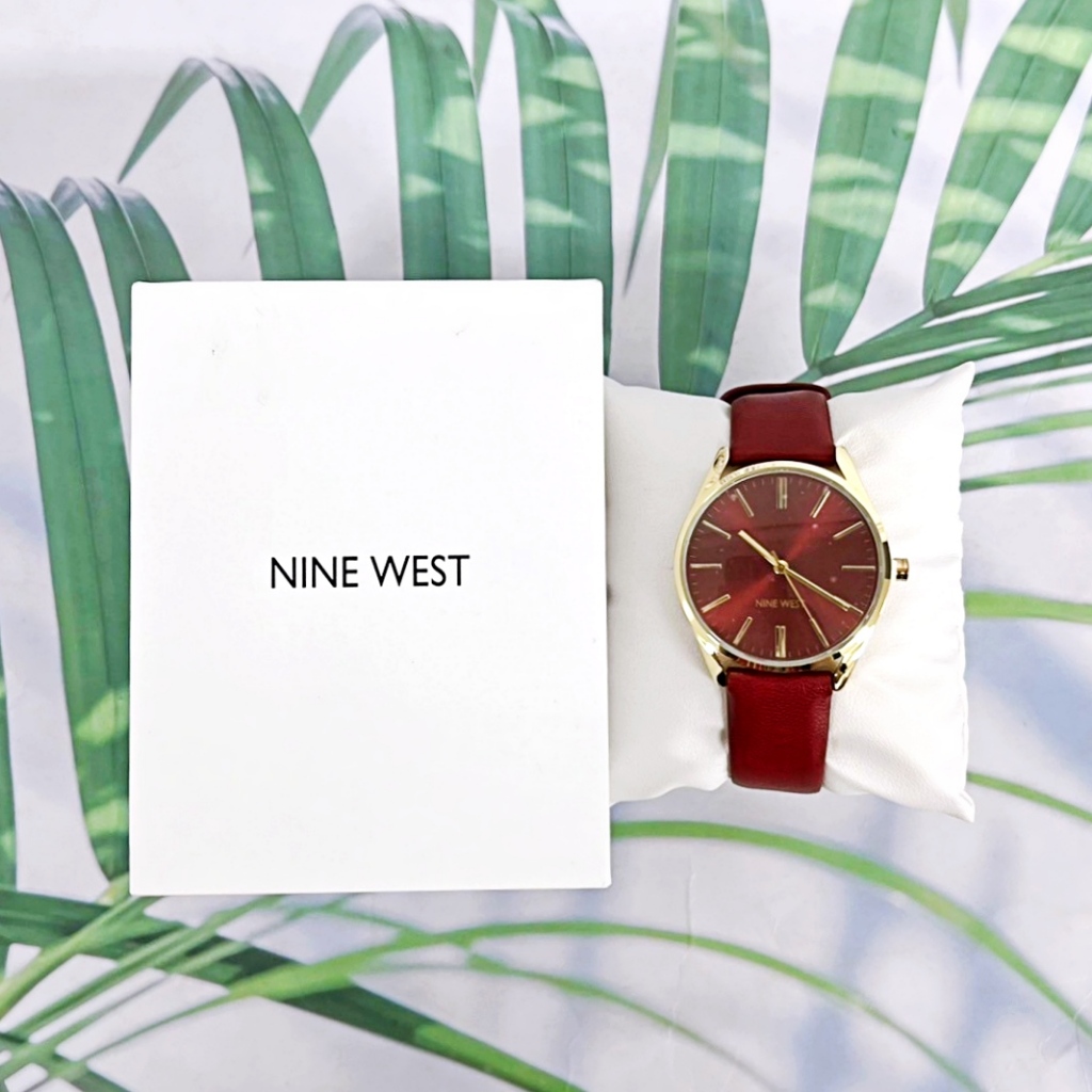 (Nine West®) Women's Strap Watch Burgundy/Gold NW/1994GPBY นาฬิกาข้อมือผู้หญิง