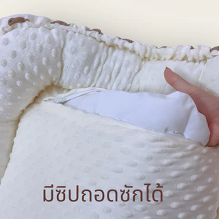 ที่นอนเด็กแรกเกิด ที่นอนรังไข่ ผ้าดอทมิ้งค์+มัสลินย่น รูดได้ ถอดซักได้ นอนได้2ด้าน