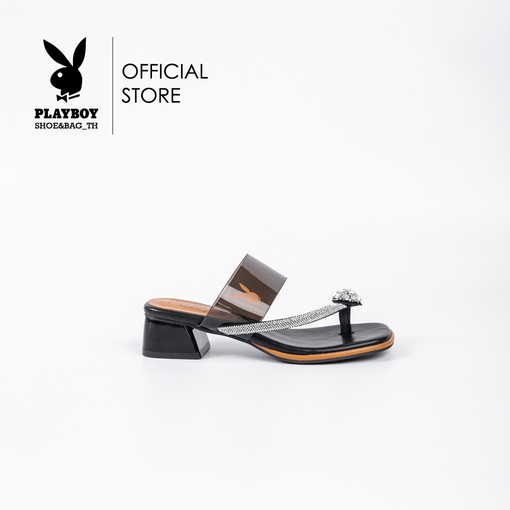 Playboy รองเท้าแตะยาง รุ่นST-H241C1157 ดีไซน์แตะส้นเตี้ยแบบสวมนิ้วโป้งคาดพลาสติกใส มี2สี ขาว/ดำ