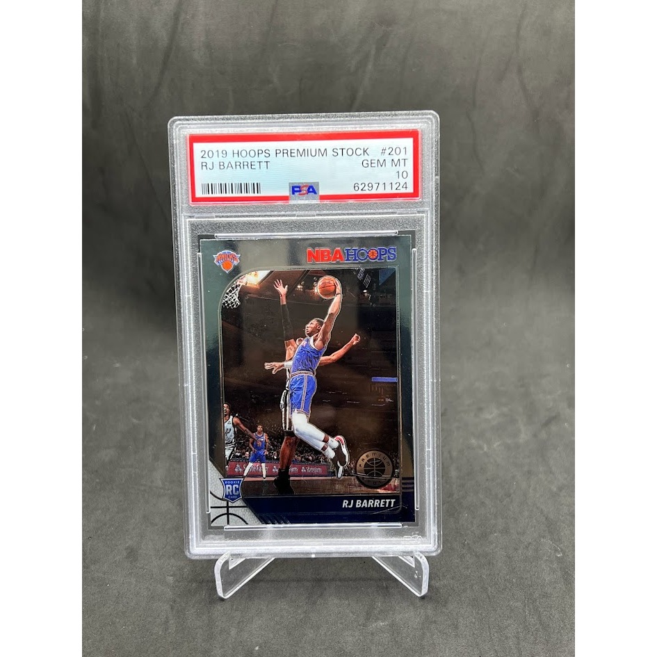 การ์ดนักบาสเก็ตบอล RJ BARRETT /2019 Hoops Premium Stock #201/(GEM MT PSA 10) Basketball Card + FREE 