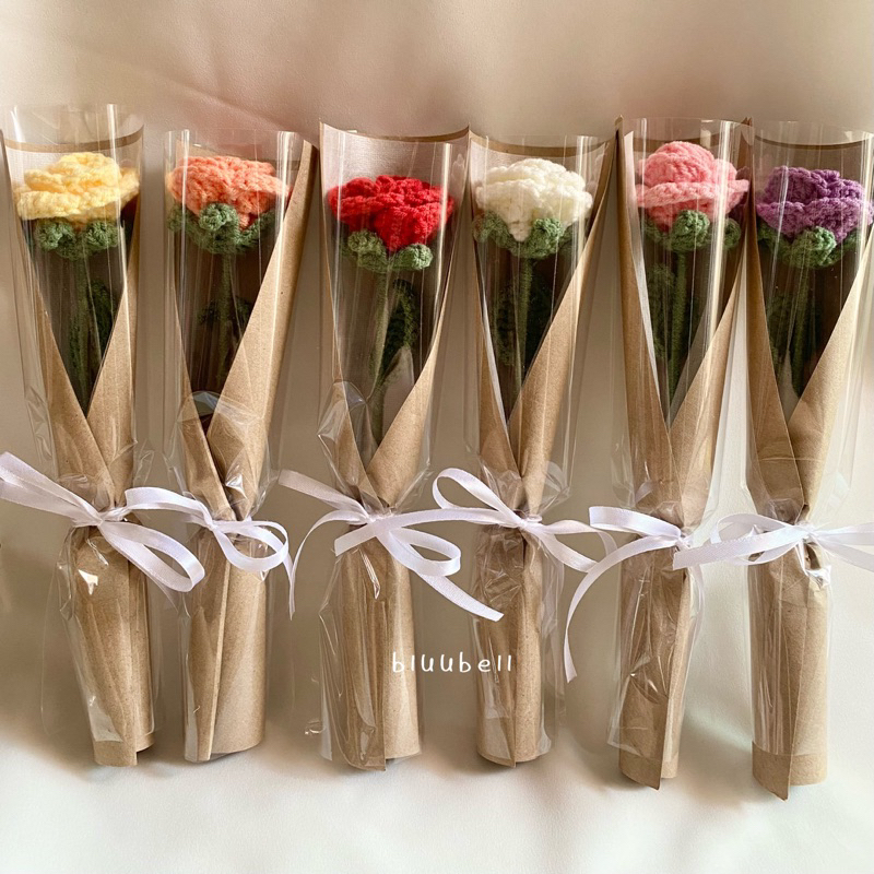 ช่อดอกกุหลาบ ถักไหมพรม 🌹