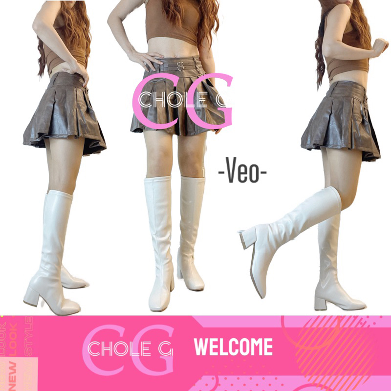Chole G: Veo Liss Long Boots รองเท้าบูทหนังยาว รองเท้าบูทเกาหลี ส้นสูง6cm(SH0021)