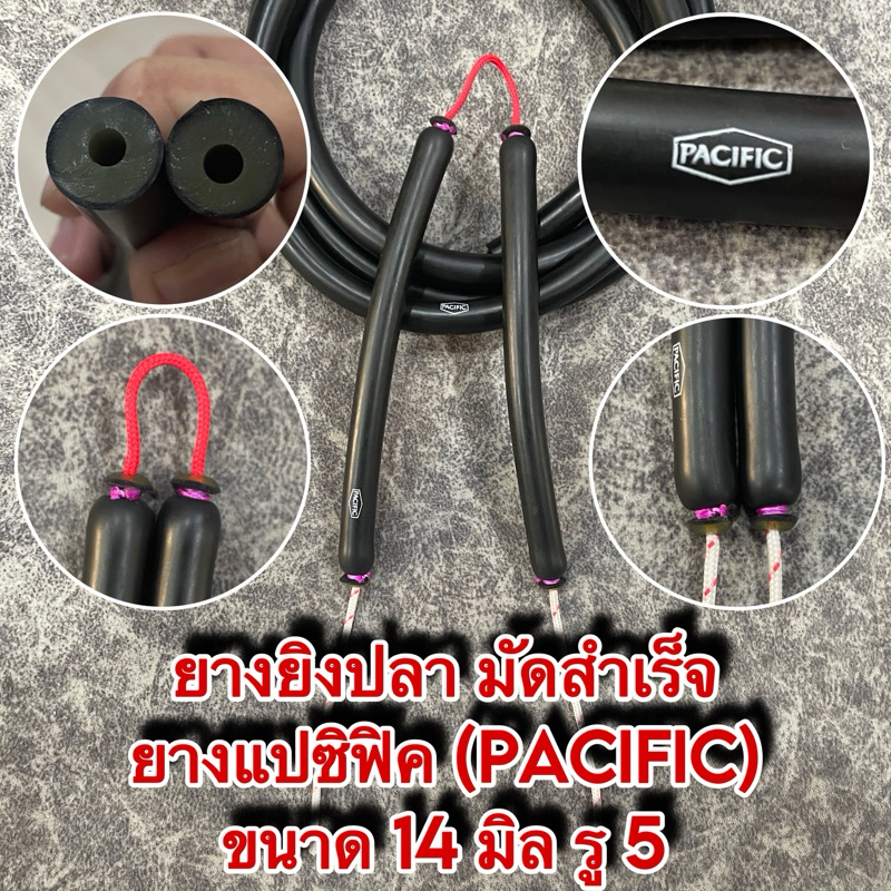 ยางยิงปลา 2 ชั้น ยางแปซิฟิค (PACIFIC)  มัดสำเร็จ ขนาด 14 มิล รู 5 มิล #มีให้เลือกตั้งแต่ 10-25 cm.