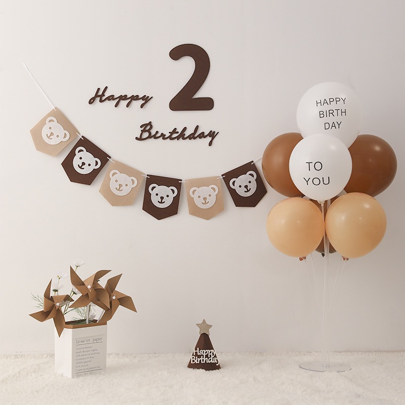 พร้อมส่งไทย 🇹🇭 ธงสำหรับตกแต่ง ลายหมี สไตล์มินิมอล เกาหลี - รูปที่ 2