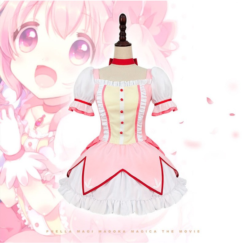 Magic Girls Kaname Madoka คอสเพลย์เครื่องแต่งกายแปลงร่างต่อสู้เครื่องแต่งกายอะนิเมะผู้หญิง