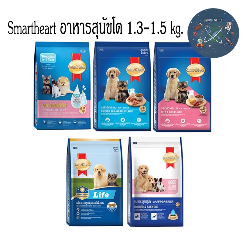 อาหารลูกสุนัข สมาร์ทฮาร์ท Smartheart ขนาด 1.3 - 1.5 kg.