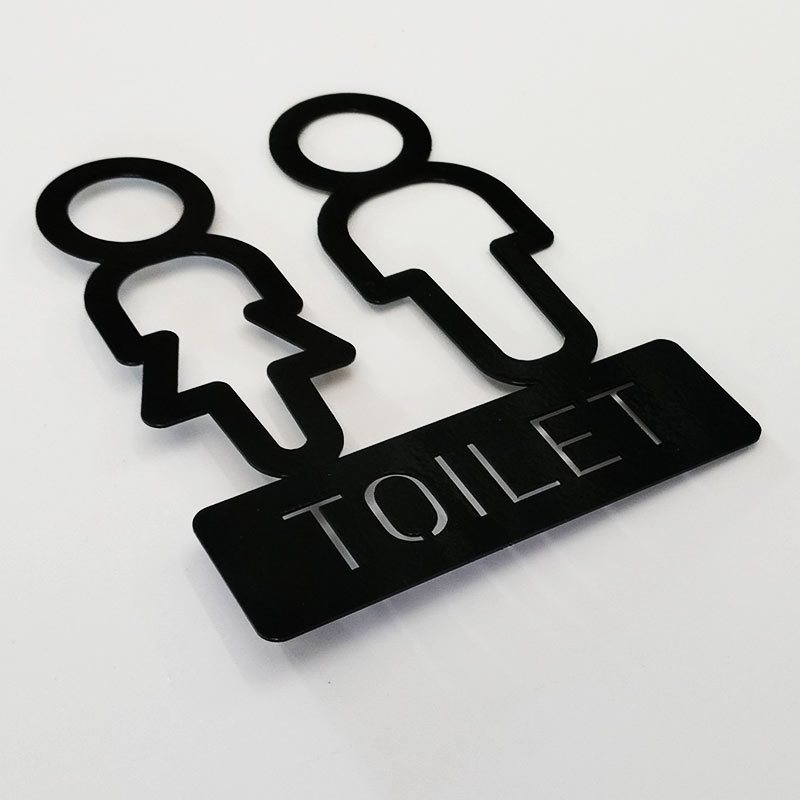 ป้ายห้องน้ำ มินิมอล สีดำ ติดตกแต่ง ทางเข้าห้องน้ำ TOILET MEN WOMEN