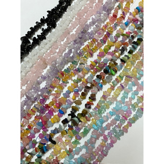 สร้อยหินแตก ลูกปัดหิน หินธรรมชาติ ความยาวเส้น 37-38 เซน